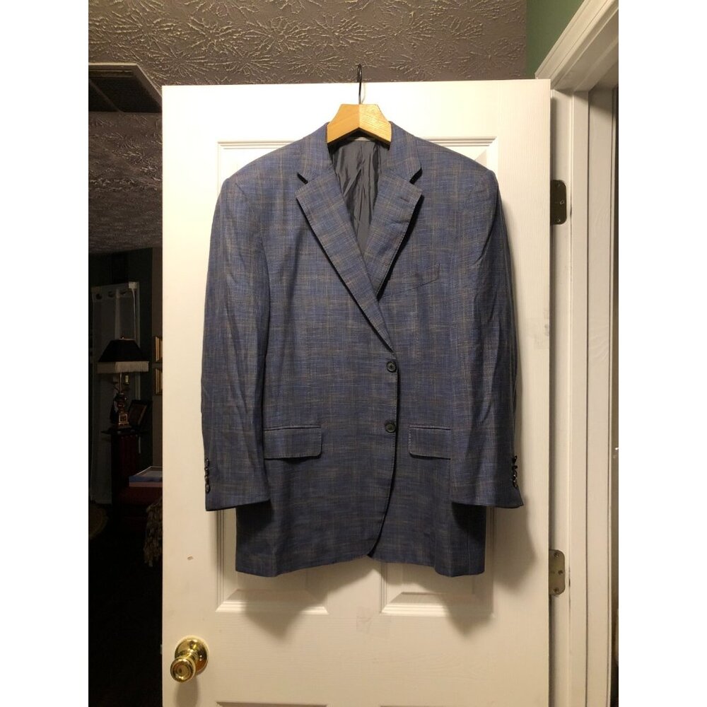 Canali men s blue 85%wool 15%silk sport coat jacket blazer size: EU 58/US 48